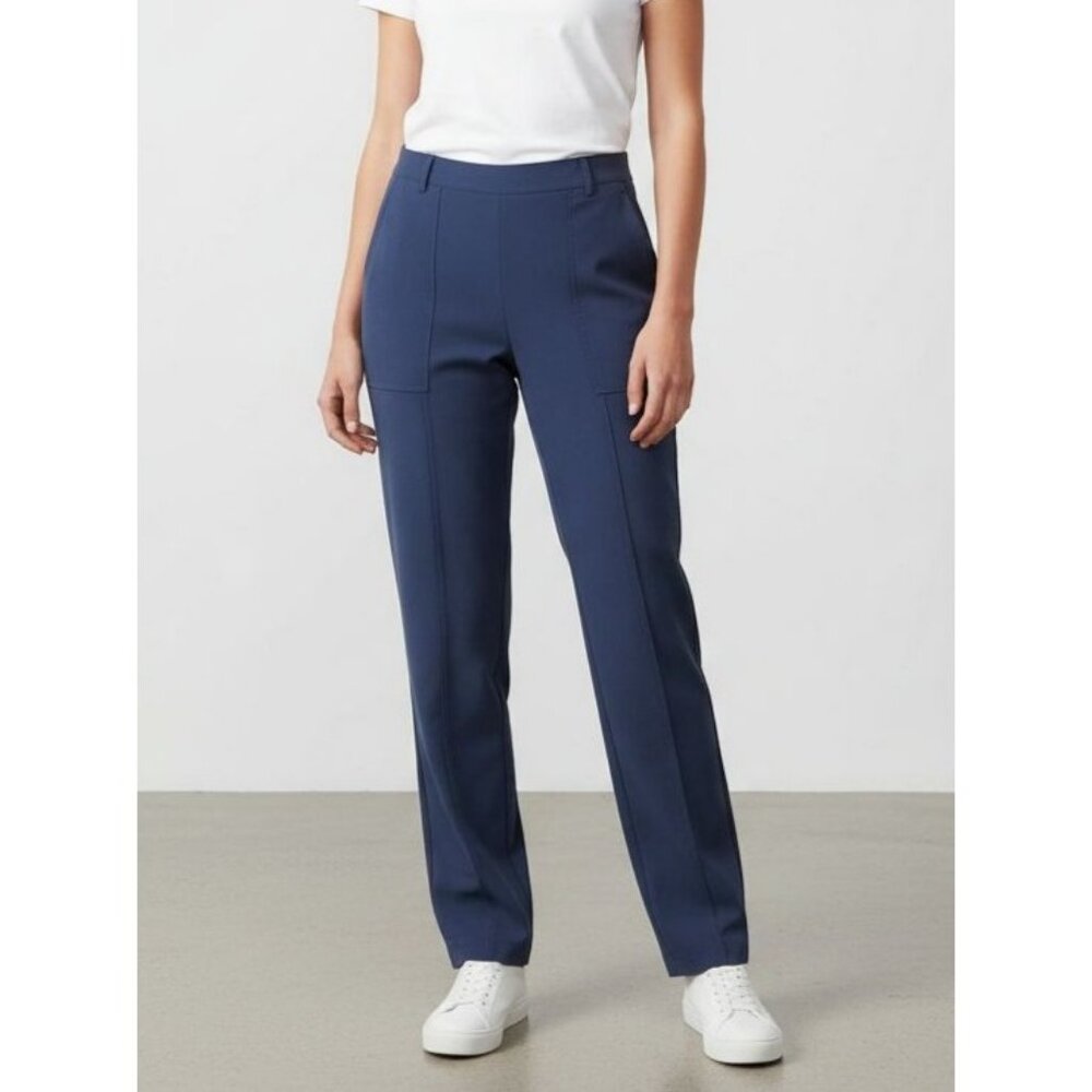 Nine West Women Blue Relaxed Fit Pants Size M Half Elastic Waist Casual